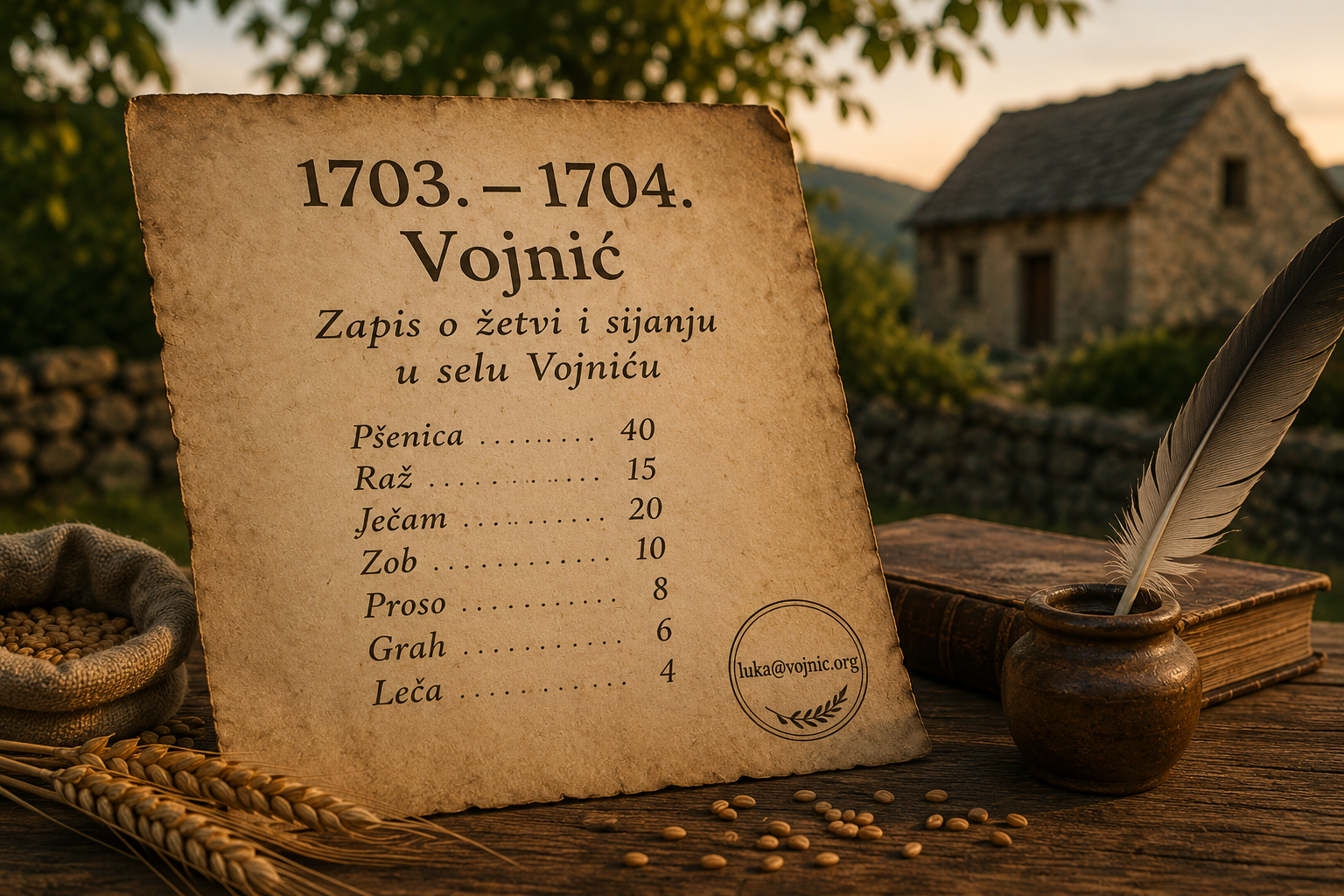 Što su Vojnićani sijali 1703. i 1704. godine? Najstariji zapis o žetvi u selu